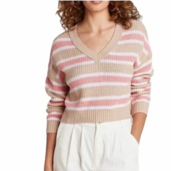 Wild Fable Tri Color Crop Stripe Sweater - Picture 2 of 4